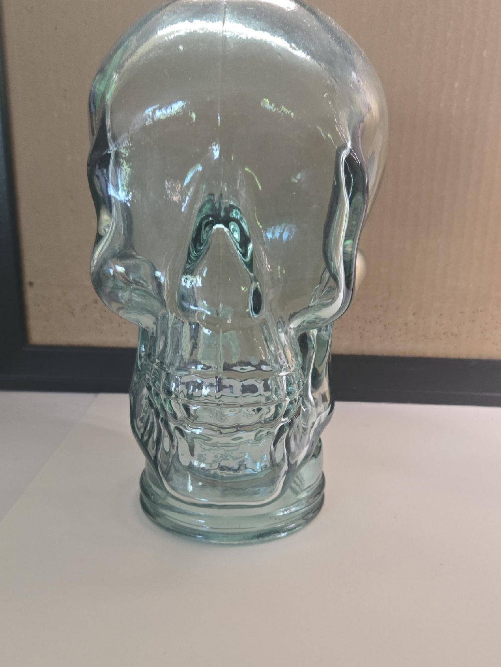 Glass Skull Decorative Mannequin Head - Clear Green Home Art Life Size